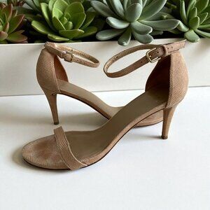 STUART WEITZMAN Beige Leather Ankle Strap Heels Size 8.5